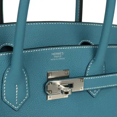 HERMÈS Hermes Birkin 30 Blue Jean Togo Palladium Hardware | Thumbnail 7 HERMÈS Hermes Birkin 30 Blue Jean Togo Palladium Hardware | Thumbnail 7