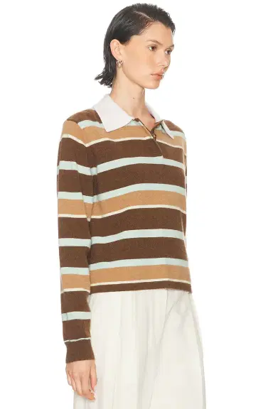 Guest In Residence Cropped Stripe Rugby Polo Top | Thumbnail 2