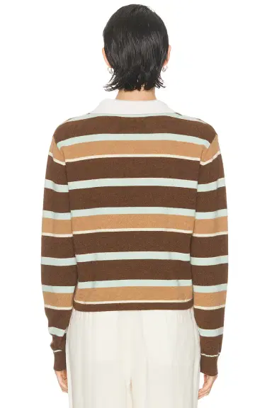 Guest In Residence Cropped Stripe Rugby Polo Top | Thumbnail 3