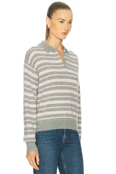 Guest In Residence Collegiate Stripe Polo Top | Thumbnail 2