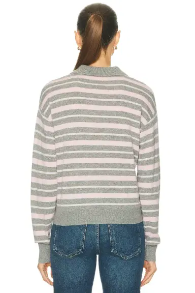 Guest In Residence Collegiate Stripe Polo Top | Thumbnail 3