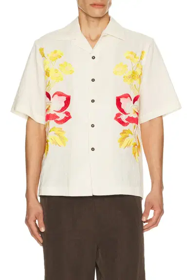 Commas Embroidered Peonies Bowling Shirt | Thumbnail 3 Commas Embroidered Peonies Bowling Shirt | Thumbnail 3