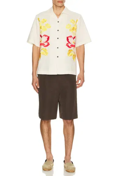 Commas Embroidered Peonies Bowling Shirt | Thumbnail 5 Commas Embroidered Peonies Bowling Shirt | Thumbnail 5