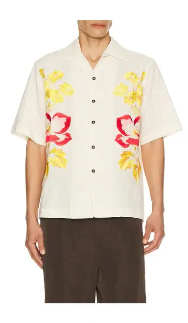 Commas Embroidered Peonies Bowling Shirt | Thumbnail 1 Commas Embroidered Peonies Bowling Shirt | Thumbnail 1