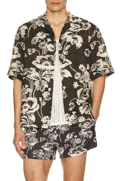 Commas Painted Peonies Bowling Shirt | Thumbnail 3