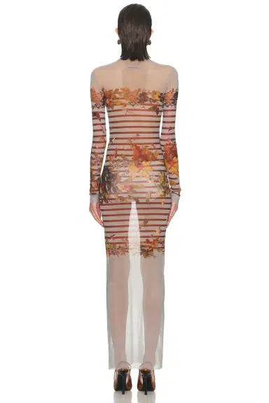 Jean Paul Gaultier Mesh Printed Marinière Grape Long Dress | Thumbnail 3