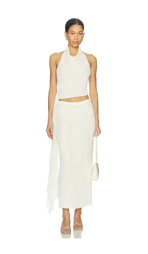 Hailey Cowl Neck Halter Top W/ Drape