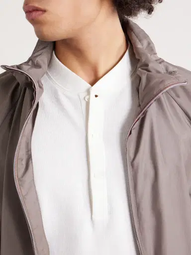 Brunello Cucinelli Cotton and Silk-Blend Henley T-Shirt - Men | Thumbnail 5