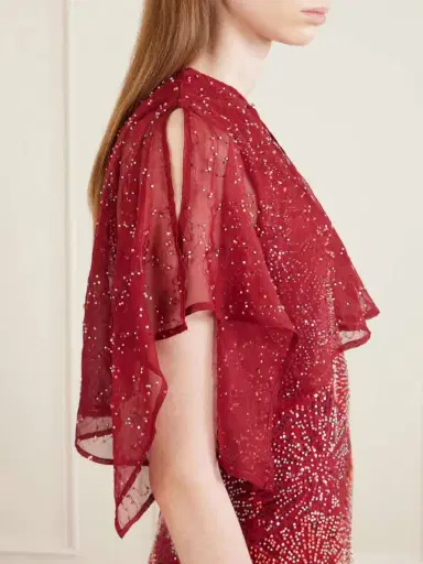 Rabanne Bead-embellished Crepe And Chiffon Blouse | Thumbnail 4