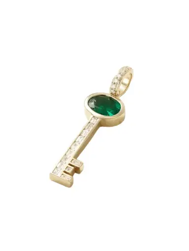 Jacquie Aiche 14-karat Gold, Emerald And Diamond Pendant | Thumbnail 1 Jacquie Aiche 14-karat Gold, Emerald And Diamond Pendant | Thumbnail 1