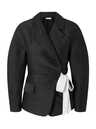 Lanvin Belted Textured-satin Jacket | Thumbnail 1 Lanvin Belted Textured-satin Jacket | Thumbnail 1