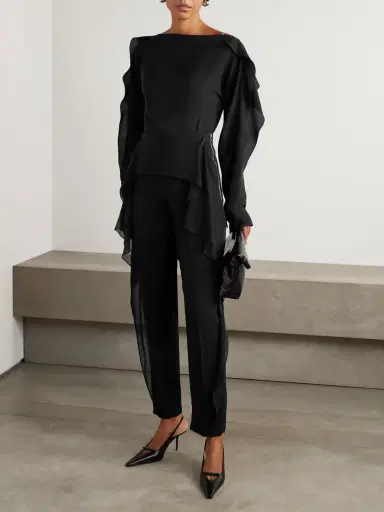 Lanvin Ruffled Silk-crepe Blouse | Thumbnail 2