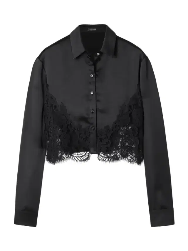 Lace-trimmed Satin Shirt