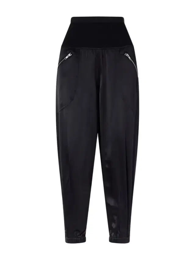 Cropped Zip-detailed Silk-satin Tapered Sweatpants