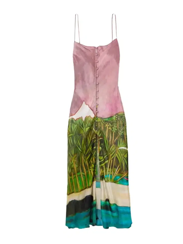 La Sierra Printed Silk-satin Midi Dress