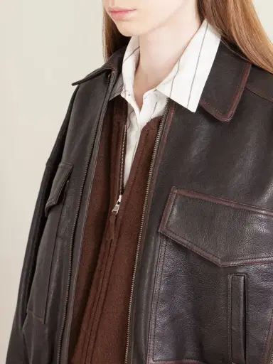 Staud Eugene Oversized Textured-leather Bomber Jacket | Thumbnail 5