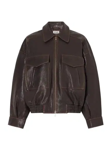 Staud Eugene Oversized Textured-leather Bomber Jacket | Thumbnail 1