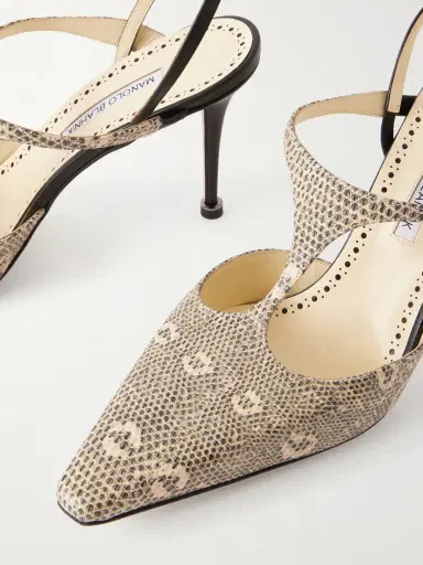 Manolo Blahnik Titon 90 Lizard-effect Leather Slingback Pumps | Thumbnail 5