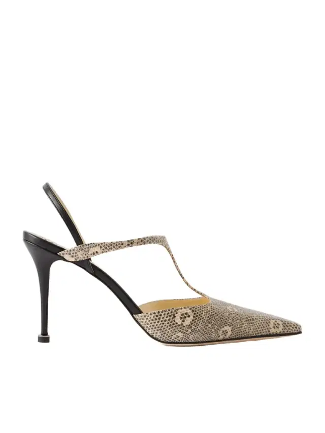 Manolo Blahnik Titon 90 Lizard-effect Leather Slingback Pumps