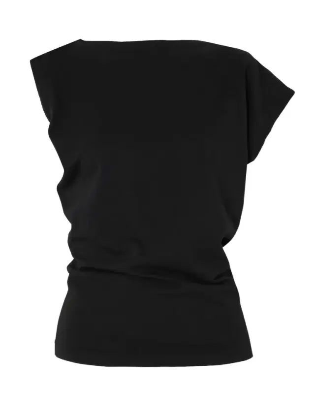 Beth Asymmetric Draped Cotton-jersey T-shirt