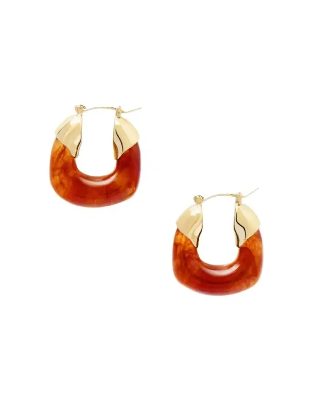 Mini Organic Gold-plated Resin Hoop Earrings