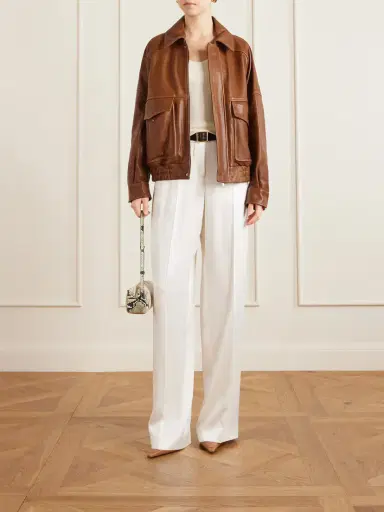 Nour Hammour Runa Paneled Leather Bomber Jacket | Thumbnail 2 Nour Hammour Runa Paneled Leather Bomber Jacket | Thumbnail 2