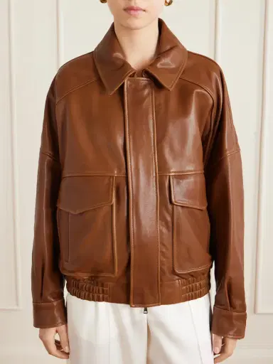 Nour Hammour Runa Paneled Leather Bomber Jacket | Thumbnail 3 Nour Hammour Runa Paneled Leather Bomber Jacket | Thumbnail 3