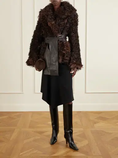 Nour Hammour Noa Belted Shearling Coat | Thumbnail 2