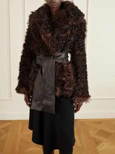 Nour Hammour Noa Belted Shearling Coat | Thumbnail 3