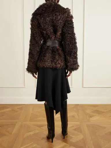 Nour Hammour Noa Belted Shearling Coat | Thumbnail 4