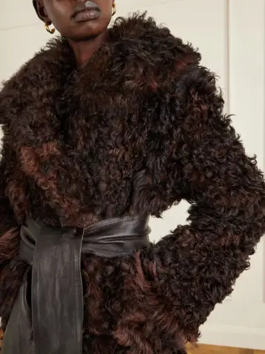 Nour Hammour Noa Belted Shearling Coat | Thumbnail 5