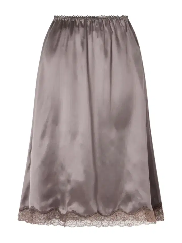 Lace-trimmed Silk-satin Midi Skirt