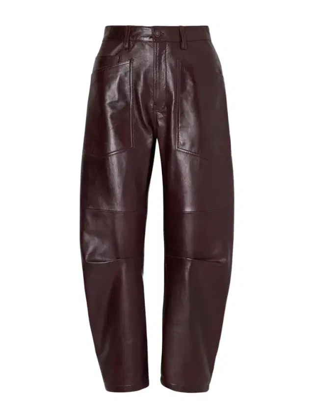Shon Leather Barrel-leg Pants