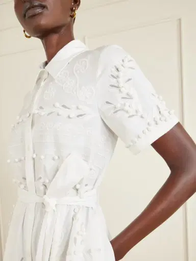 Carolina Herrera Belted Embroidered Cotton-blend Poplin Midi Shirt Dress | Thumbnail 4 Carolina Herrera Belted Embroidered Cotton-blend Poplin Midi Shirt Dress | Thumbnail 4