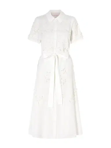 Carolina Herrera Belted Embroidered Cotton-blend Poplin Midi Shirt Dress | Thumbnail 1 Carolina Herrera Belted Embroidered Cotton-blend Poplin Midi Shirt Dress | Thumbnail 1