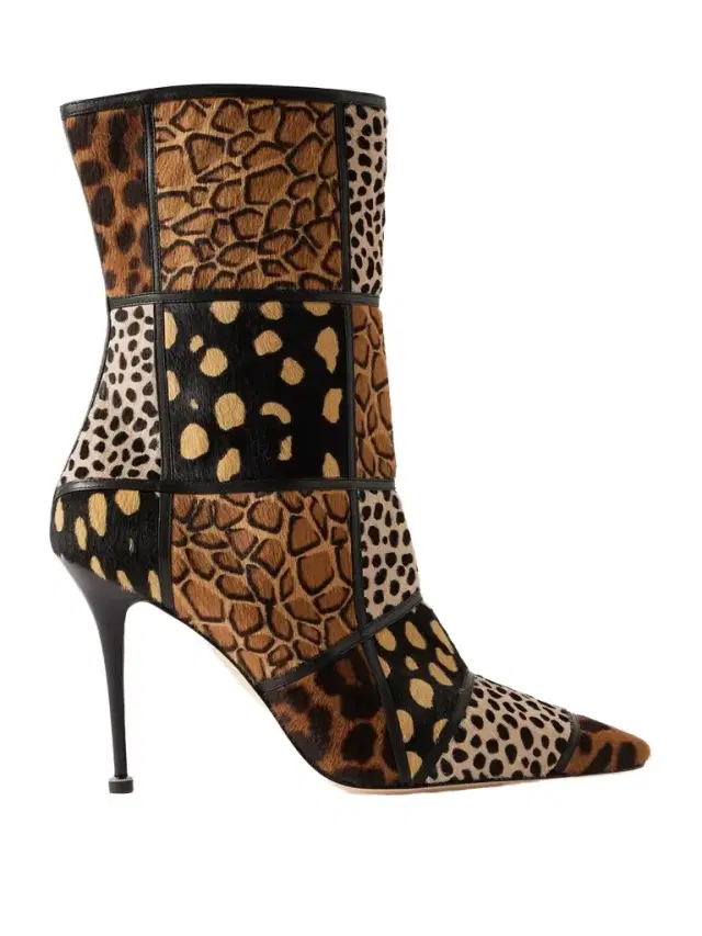 Trulona 50 Leather-trimmed Patchwork Animal-print Calf Hair Ankle Boots