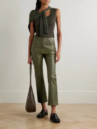 Joseph Duke Cropped Leather Flared Pants | Thumbnail 2