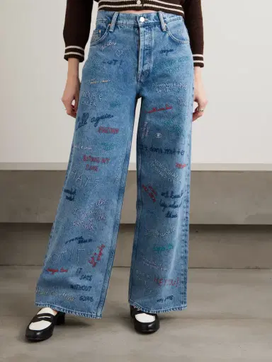 Mother Double Dip Nerdy Embroidered Mid-rise Wide-leg Jeans | Thumbnail 3
