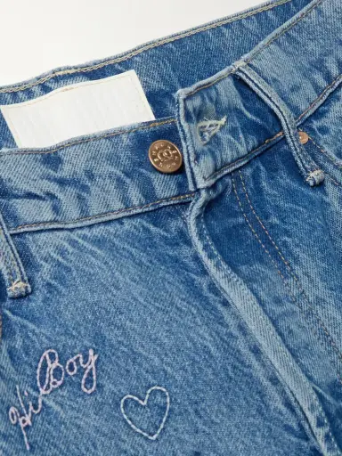 Mother Double Dip Nerdy Embroidered Mid-rise Wide-leg Jeans | Thumbnail 5