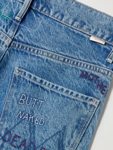 Mother Double Dip Nerdy Embroidered Mid-rise Wide-leg Jeans | Thumbnail 6