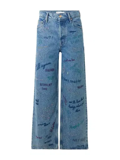 Mother Double Dip Nerdy Embroidered Mid-rise Wide-leg Jeans | Thumbnail 1