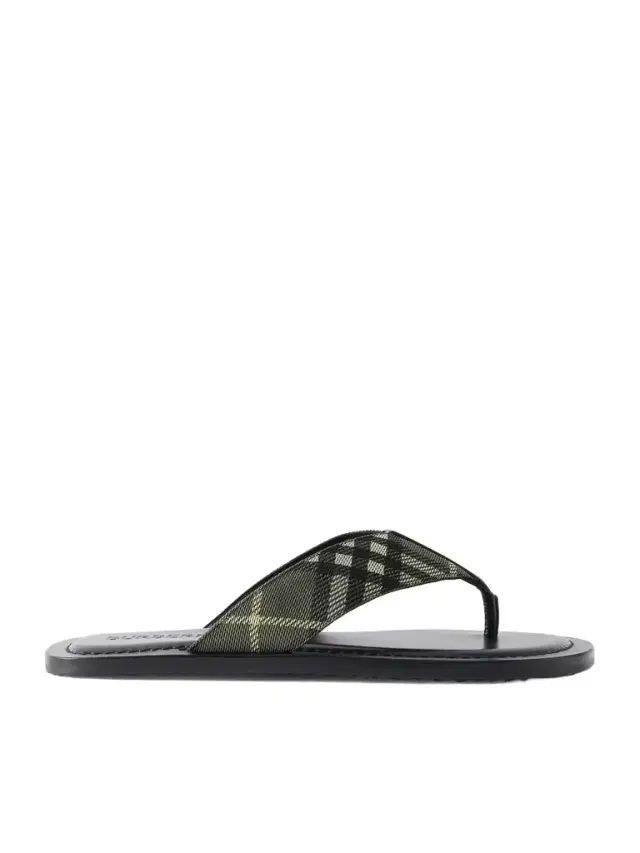 Burberry Pavillon Leather-Trimmed Checked Jacquard Sandals - Men