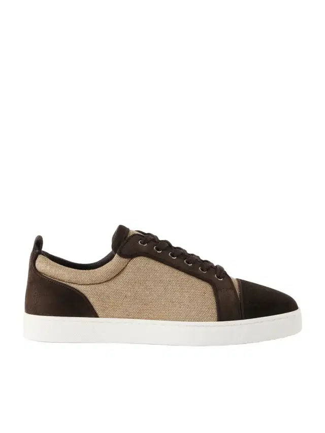 Christian Louboutin Louis Junior Grosgrain-Trimmed Suede and Canvas Sneakers - Men