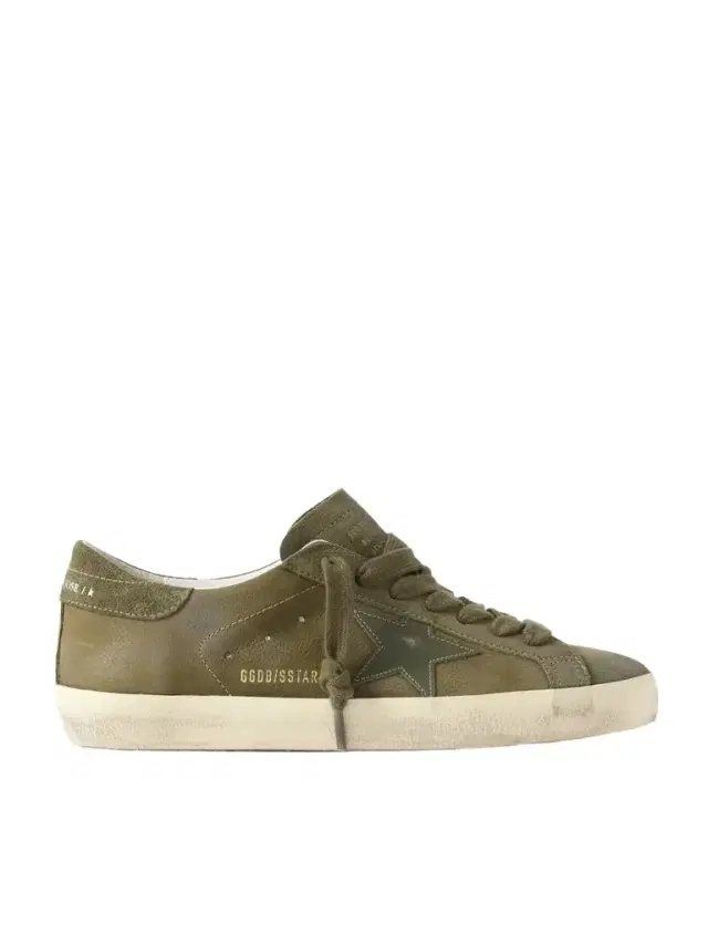 Super-Star Distressed Suede-Trimmed Full-Grain Leather Sneakers - Men