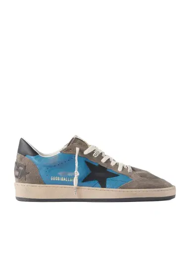 Golden Goose Ball Star Suede-Trimmed Distressed Leather Sneakers - Men | Thumbnail 1 Golden Goose Ball Star Suede-Trimmed Distressed Leather Sneakers - Men | Thumbnail 1
