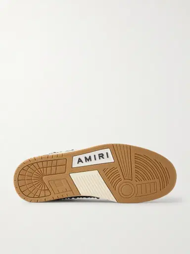AMIRI Skel-Top Suede-Trimmed Studded Appliquéd Denim Sneakers - Men | Thumbnail 3 AMIRI Skel-Top Suede-Trimmed Studded Appliquéd Denim Sneakers - Men | Thumbnail 3