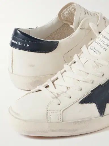 Golden Goose Super-Star Distressed Glossed-Trimmed Leather Sneakers - Men | Thumbnail 5 Golden Goose Super-Star Distressed Glossed-Trimmed Leather Sneakers - Men | Thumbnail 5
