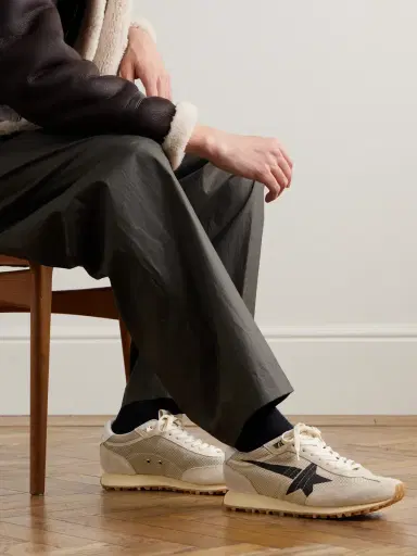 Golden Goose Marathon Distressed Suede-Trimmed Printed Mesh Sneakers - Men | Thumbnail 2