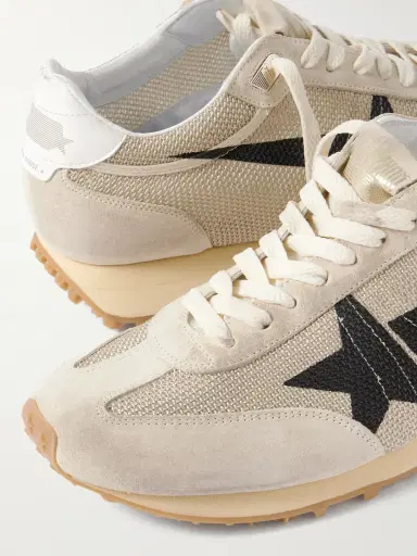 Golden Goose Marathon Distressed Suede-Trimmed Printed Mesh Sneakers - Men | Thumbnail 5