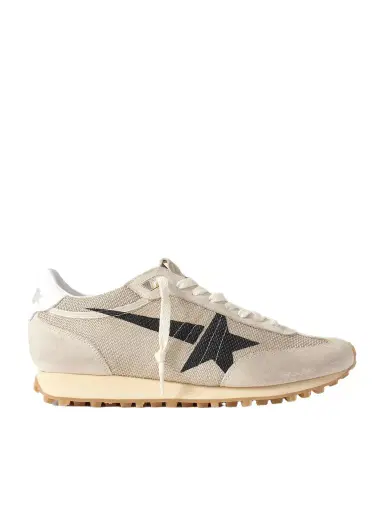 Golden Goose Marathon Distressed Suede-Trimmed Printed Mesh Sneakers - Men | Thumbnail 1